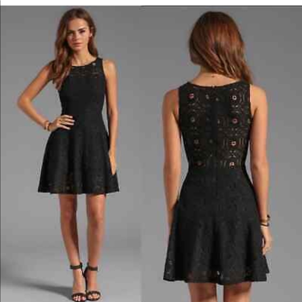 BB Dakota Renley Black Lace Fit/Flare Dress Size 8